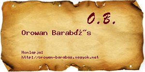 Orowan Barabás névjegykártya